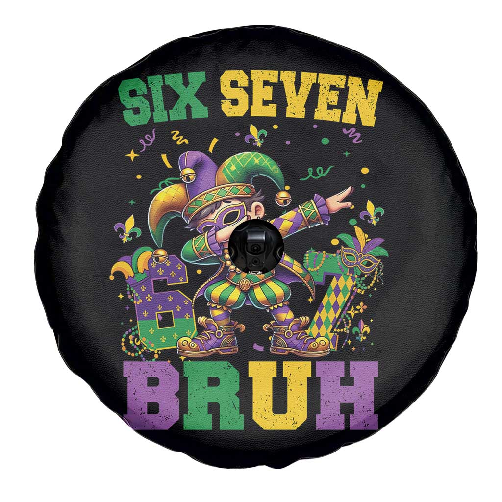 Funny 67 Mardi Gras Spare Tire Cover Six Seven Bruh Dabbing Jester TS11 Print Your Wear