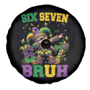 Funny 67 Mardi Gras Spare Tire Cover Six Seven Bruh Dabbing Jester TS11 Print Your Wear