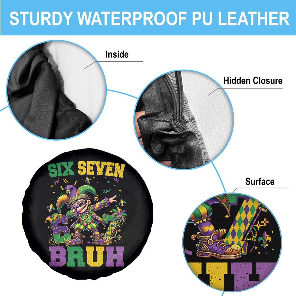 Funny 67 Mardi Gras Spare Tire Cover Six Seven Bruh Dabbing Jester TS11 Print Your Wear