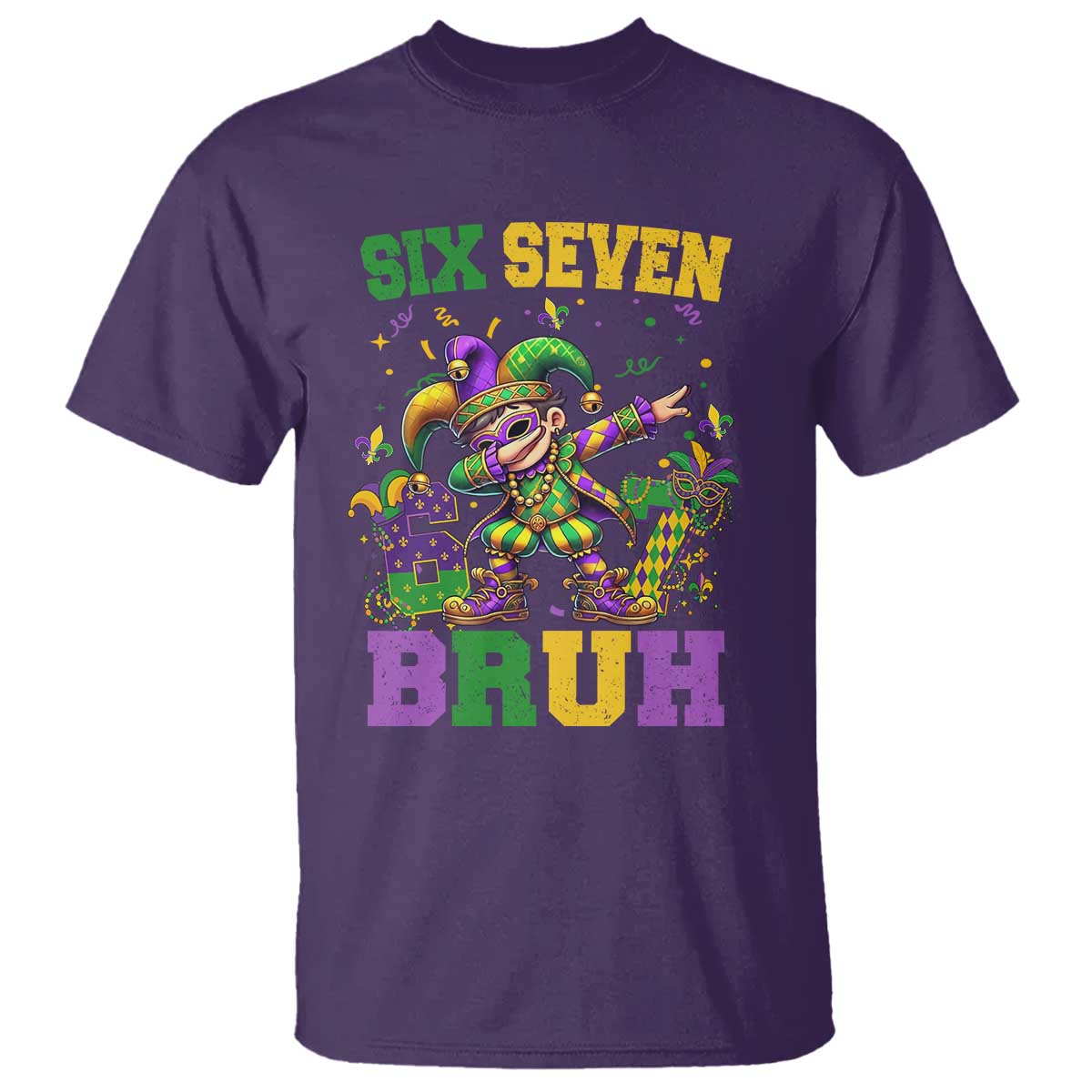 Funny 67 Mardi Gras T Shirt Six Seven Bruh Dabbing Jester TS11 Purple Print Your Wear