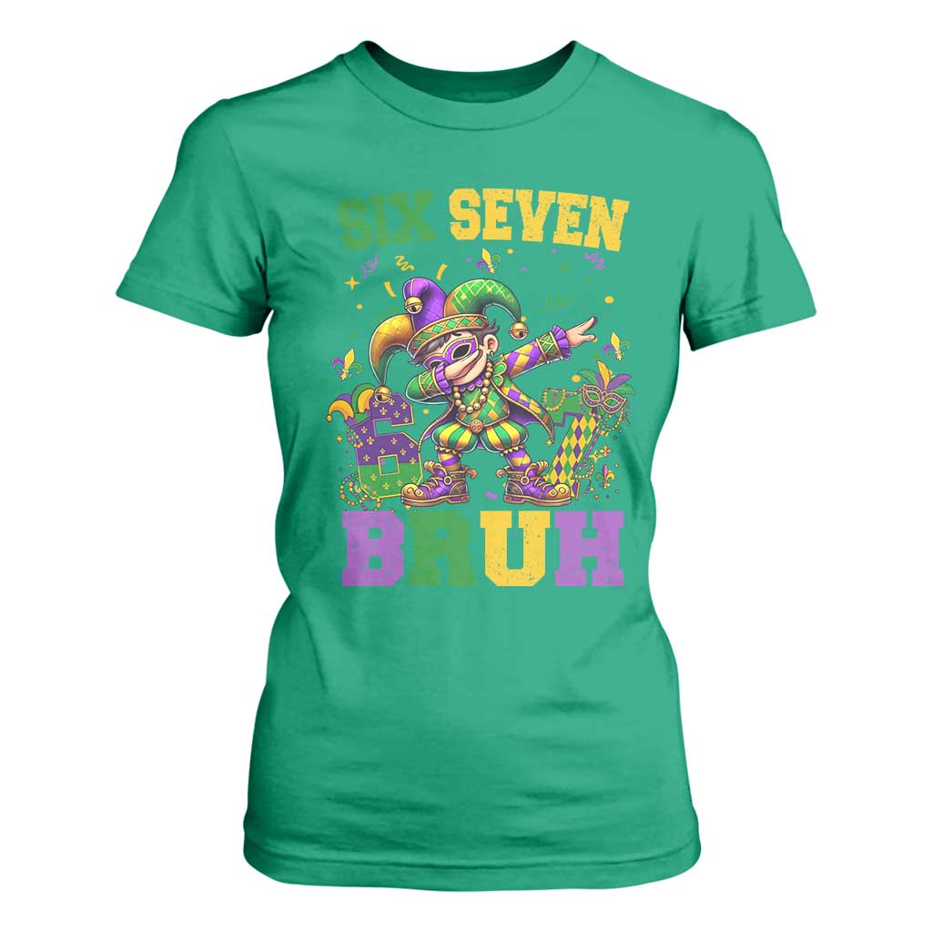 Funny 67 Mardi Gras T Shirt For Women Six Seven Bruh Dabbing Jester TS11 Irish Green Print Your Wear