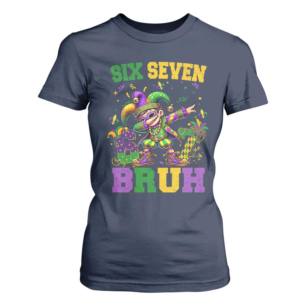 Funny 67 Mardi Gras T Shirt For Women Six Seven Bruh Dabbing Jester TS11 Navy Print Your Wear