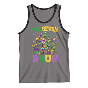 Funny 67 Mardi Gras Tank Top Six Seven Bruh Dabbing Jester TS11 Deep Heather Black Print Your Wear