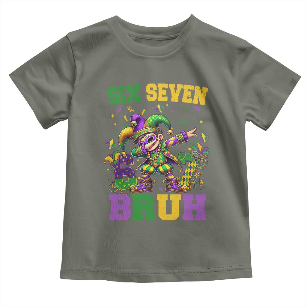 Funny 67 Mardi Gras Toddler T Shirt Six Seven Bruh Dabbing Jester TS11 Military Green Print Your Wear