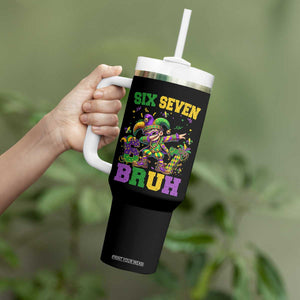 Funny 67 Mardi Gras Tumbler With Handle Six Seven Bruh Dabbing Jester TS11 Print Your Wear