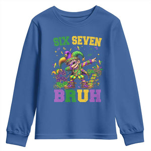 Funny 67 Mardi Gras Youth Sweatshirt Six Seven Bruh Dabbing Jester TS11 Royal Blue Print Your Wear