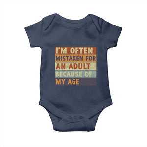 Funny I Am Often Mistaken For An Adult Because Of My Age Baby Onesie TS11 Navy Print Your Wear