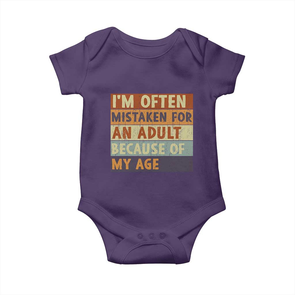 Funny I Am Often Mistaken For An Adult Because Of My Age Baby Onesie TS11 Purple Print Your Wear