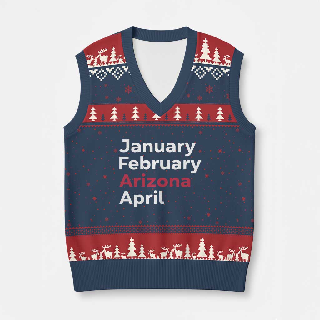 January February Arizona April V-Neck Knit Sweater Vest AZ Sport Fan Pride TS12 Navy Red Print Your Wear