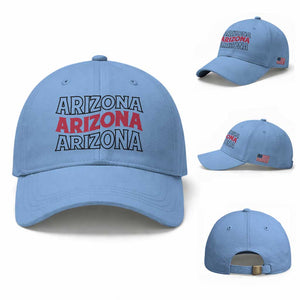 Retro Arizona Lover Baseball Cap Groovy Typography Vintage 70s State TS12 Baseball Cap Universal Fit Light Blue Print Your Wear