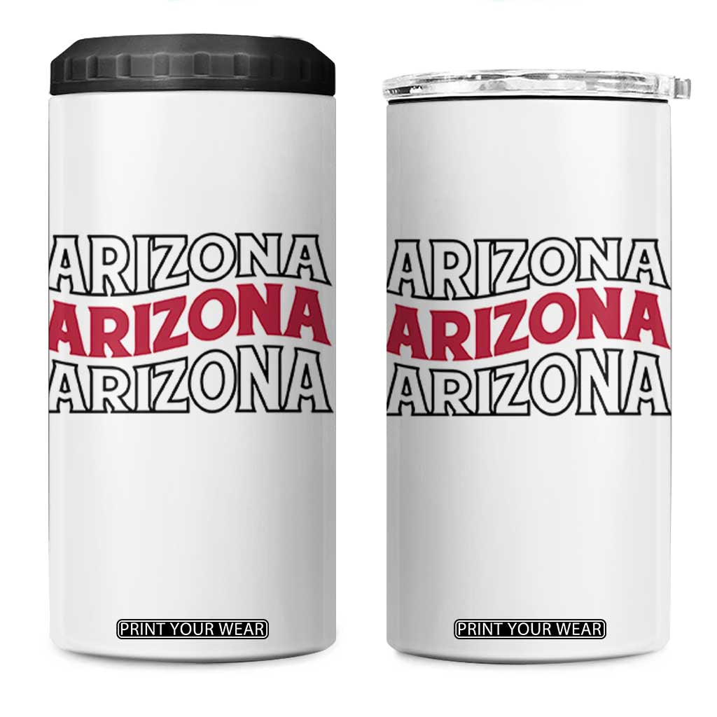 Retro Arizona Lover 4 in 1 Can Cooler Tumbler Groovy Typography Vintage 70s State TS12 One Size: 16 oz White Print Your Wear