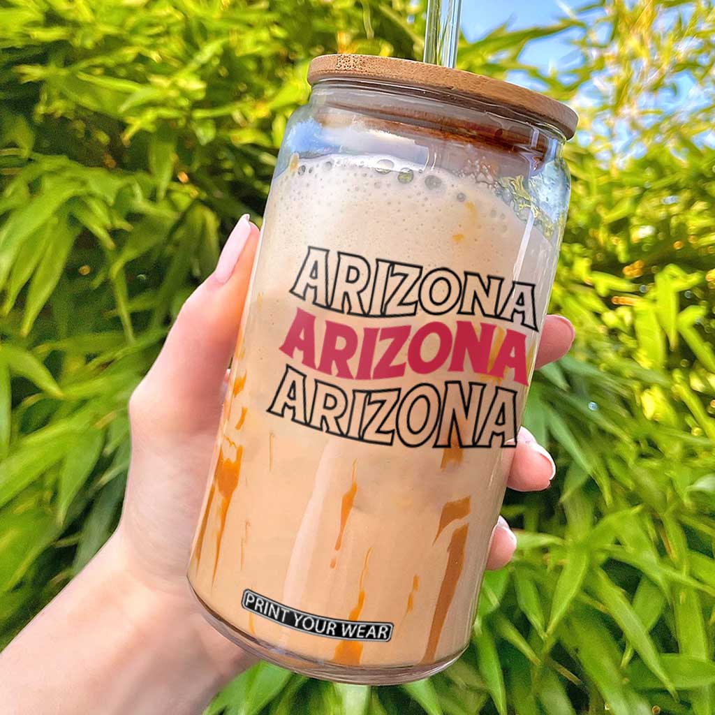 Retro Arizona Lover Glass Can Groovy Typography Vintage 70s State TS12 White Print Your Wear