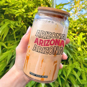 Retro Arizona Lover Glass Can Groovy Typography Vintage 70s State TS12 White Print Your Wear