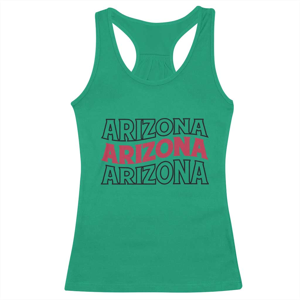 Retro Arizona Lover Racerback Tank Top Groovy Typography Vintage 70s State TS12 Irish Green Print Your Wear