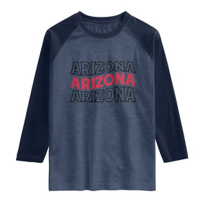 Retro Arizona Lover Raglan Shirt Groovy Typography Vintage 70s State TS12 Heather Denim Navy Print Your Wear