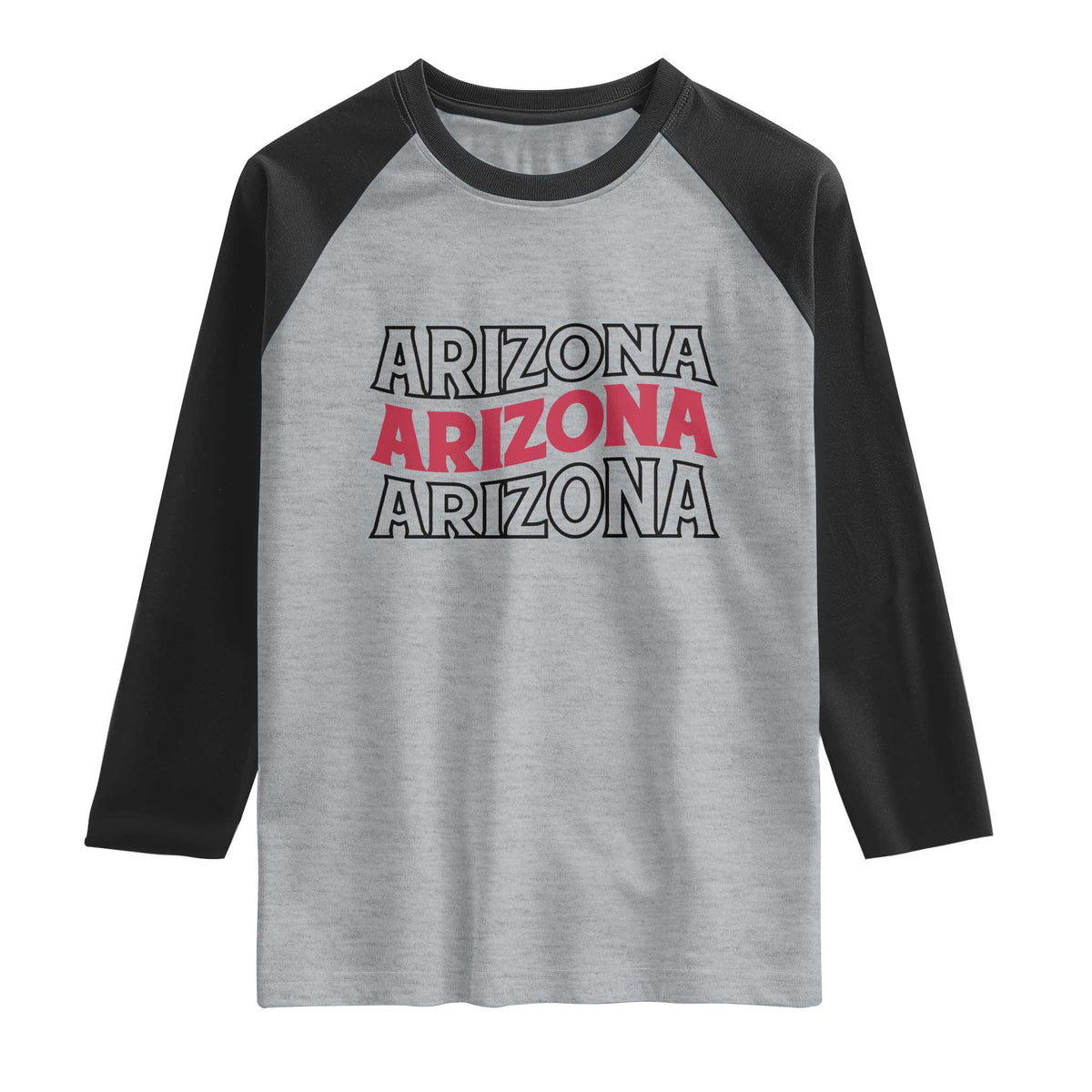 Retro Arizona Lover Raglan Shirt Groovy Typography Vintage 70s State TS12 Heather Gray Black Print Your Wear