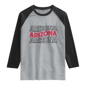 Retro Arizona Lover Raglan Shirt Groovy Typography Vintage 70s State TS12 Heather Gray Black Print Your Wear