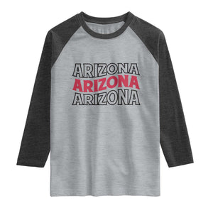Retro Arizona Lover Raglan Shirt Groovy Typography Vintage 70s State TS12 Heather Gray Heather Charcoal Print Your Wear