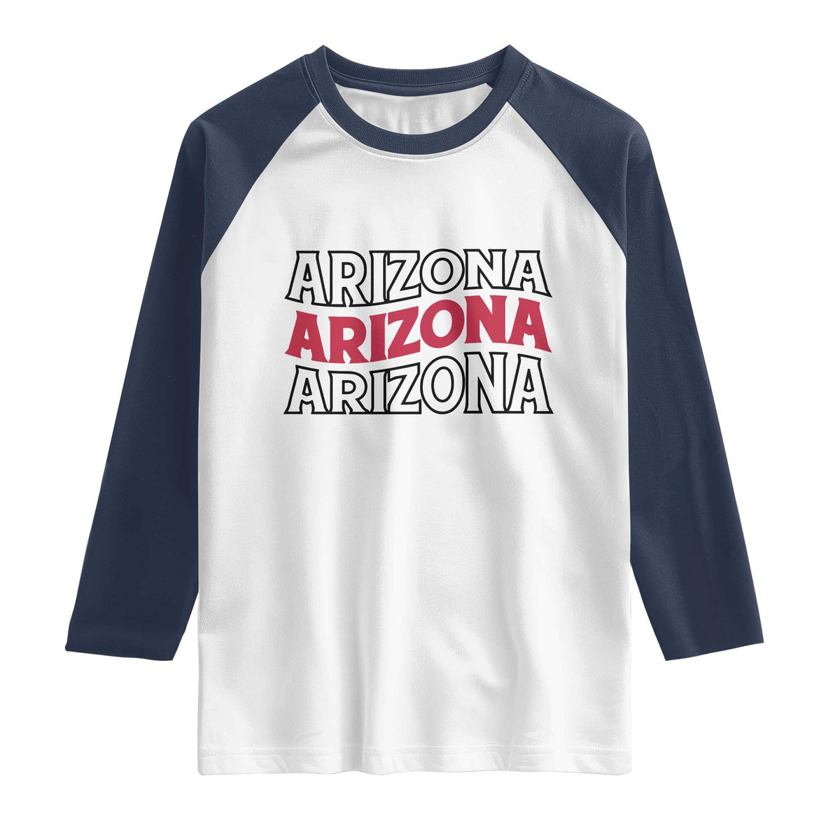 Retro Arizona Lover Raglan Shirt Groovy Typography Vintage 70s State TS12 White Navy Print Your Wear