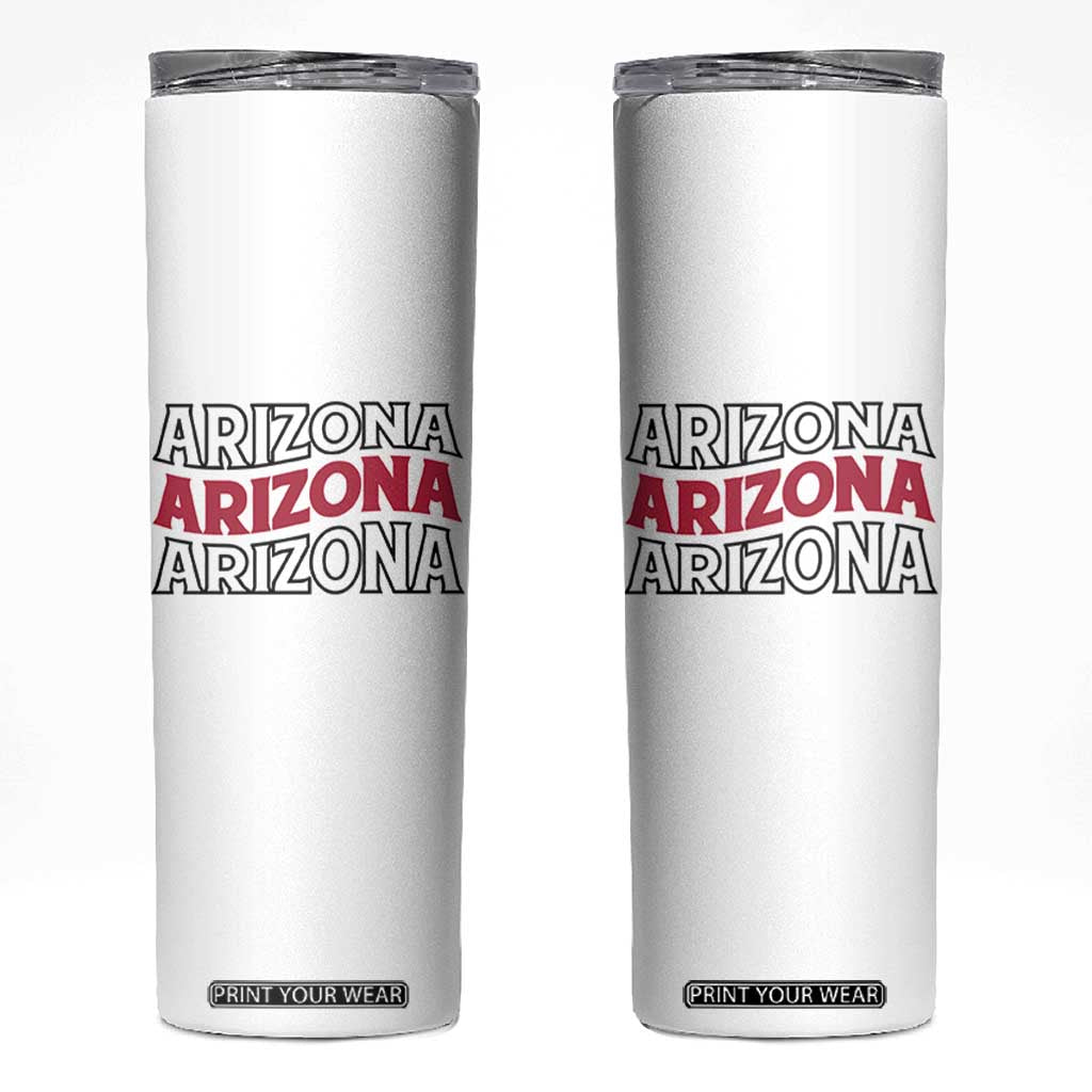 Retro Arizona Lover Skinny Tumbler Groovy Typography Vintage 70s State TS12 White Print Your Wear