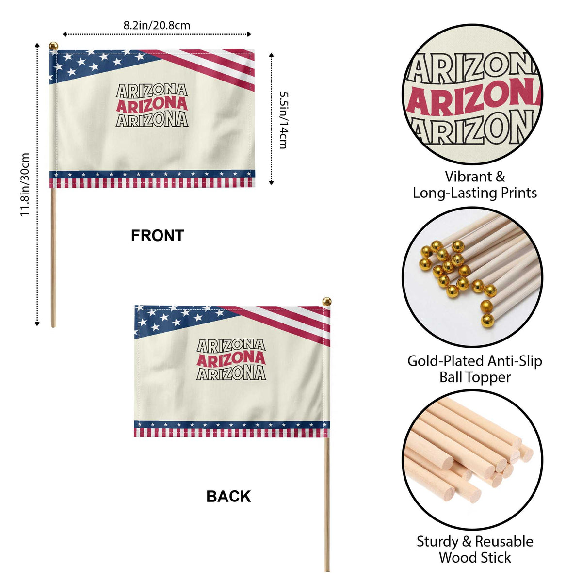 Retro Arizona Lover Patriotic Handheld Flag Groovy Typography Vintage 70s State TS12 Print Your Wear