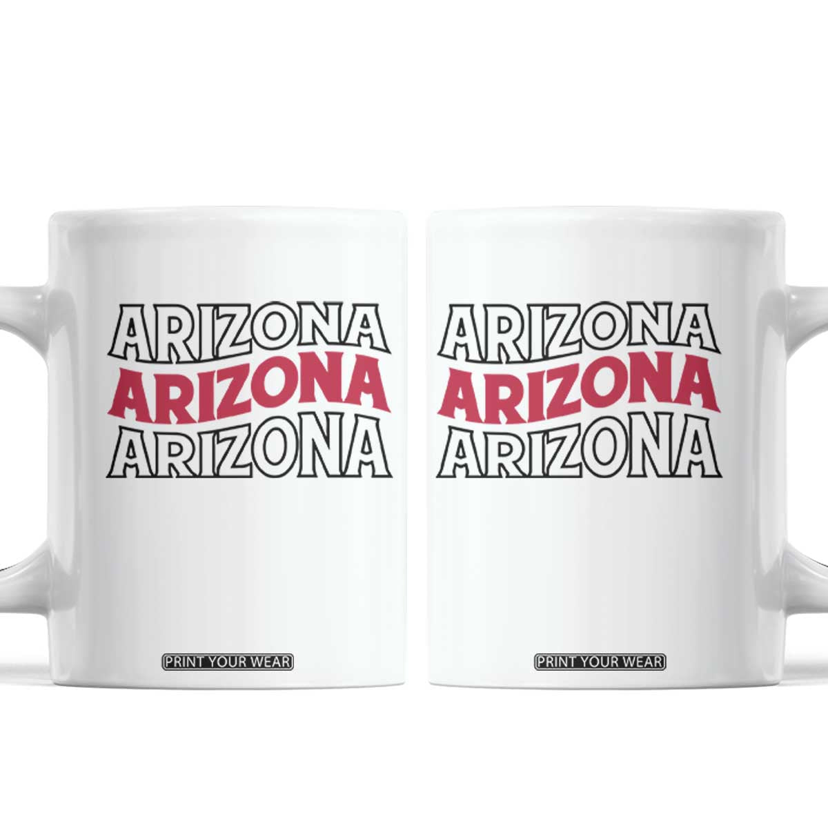 Retro Arizona Lover Coffee Mug Groovy Typography Vintage 70s State TS12 White Print Your Wear