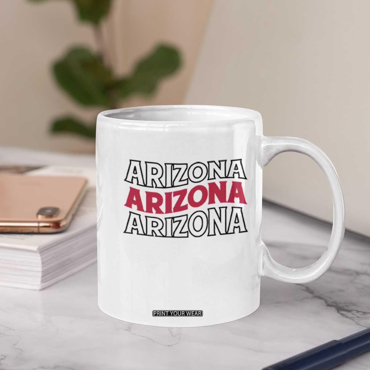 Retro Arizona Lover Coffee Mug Groovy Typography Vintage 70s State TS12 Print Your Wear