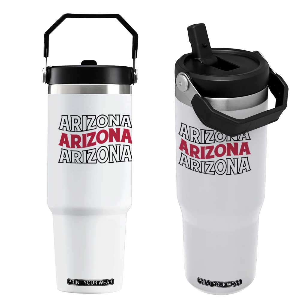 Retro Arizona Lover Flip Straw Tumbler Groovy Typography Vintage 70s State TS12 One Size: 30 oz White Print Your Wear