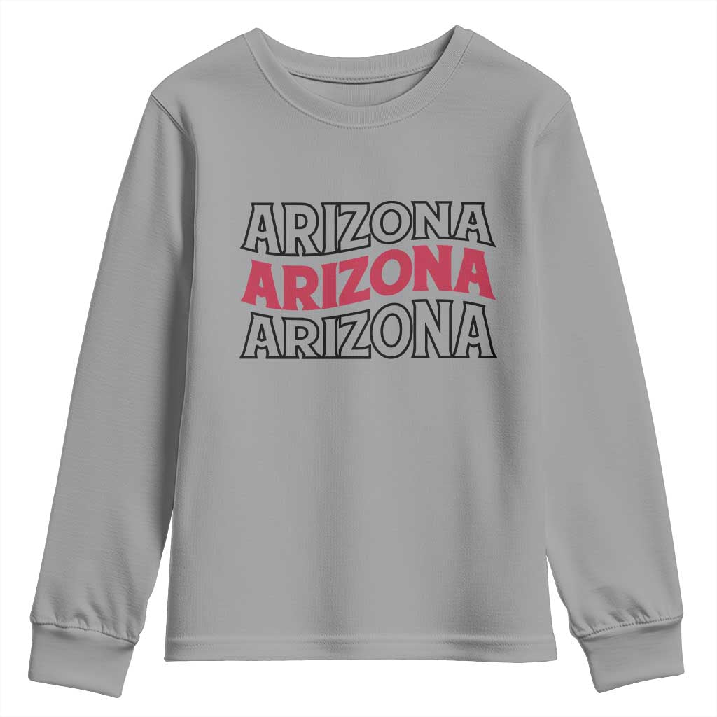 Retro Arizona Lover Youth Sweatshirt Groovy Typography Vintage 70s State TS12 Sport Gray Print Your Wear