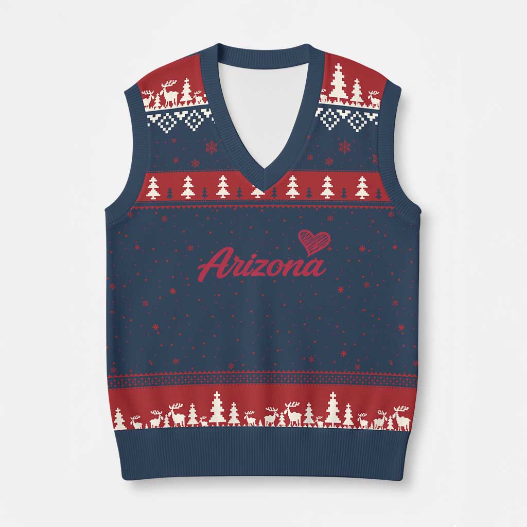 Arizona State Pride V-Neck Knit Sweater Vest Clean Word Art Minimalist Graphic TS12 Navy Red Print Your Wear