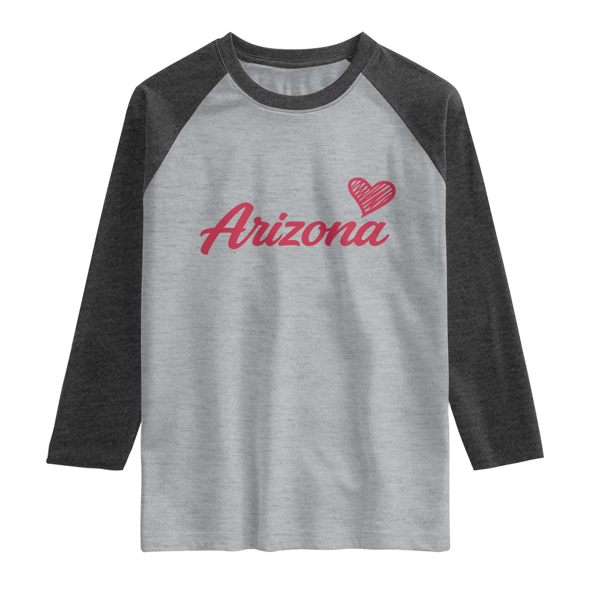 Arizona State Pride Raglan Shirt Clean Word Art Minimalist Graphic TS12 Heather Gray Heather Charcoal Print Your Wear