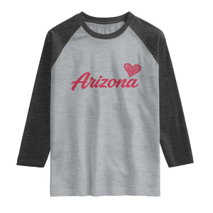 Arizona State Pride Raglan Shirt Clean Word Art Minimalist Graphic TS12 Heather Gray Heather Charcoal Print Your Wear