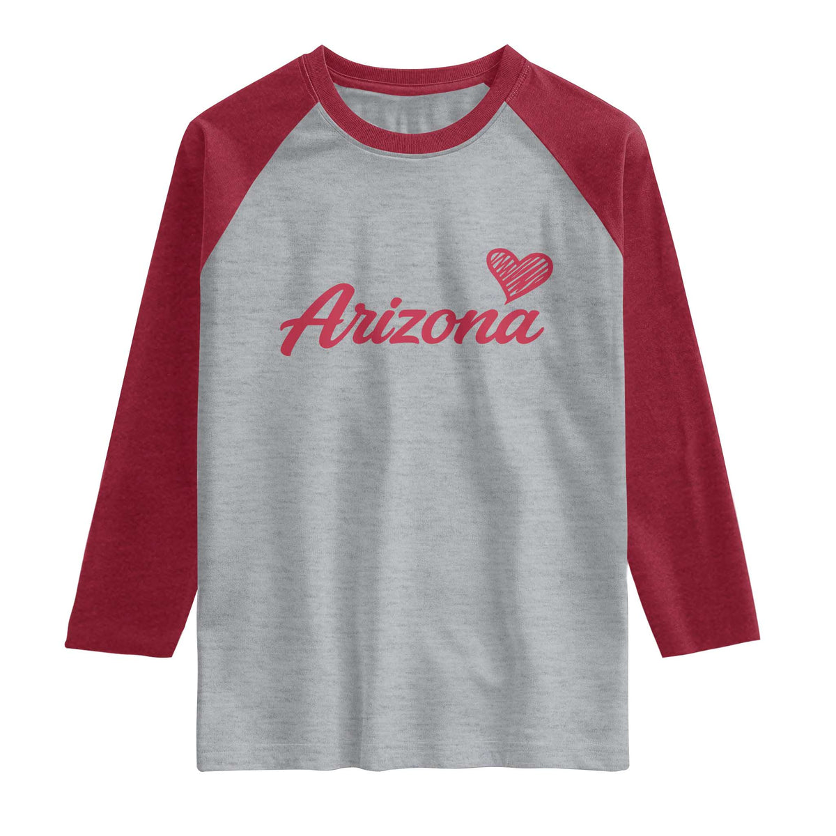 Arizona State Pride Raglan Shirt Clean Word Art Minimalist Graphic TS12 Heather Gray Heather Red Print Your Wear