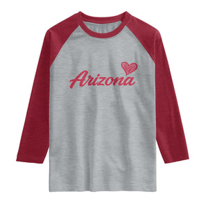 Arizona State Pride Raglan Shirt Clean Word Art Minimalist Graphic TS12 Heather Gray Heather Red Print Your Wear