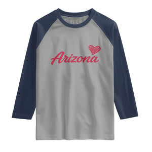 Arizona State Pride Raglan Shirt Clean Word Art Minimalist Graphic TS12 Sport Gray Navy Print Your Wear