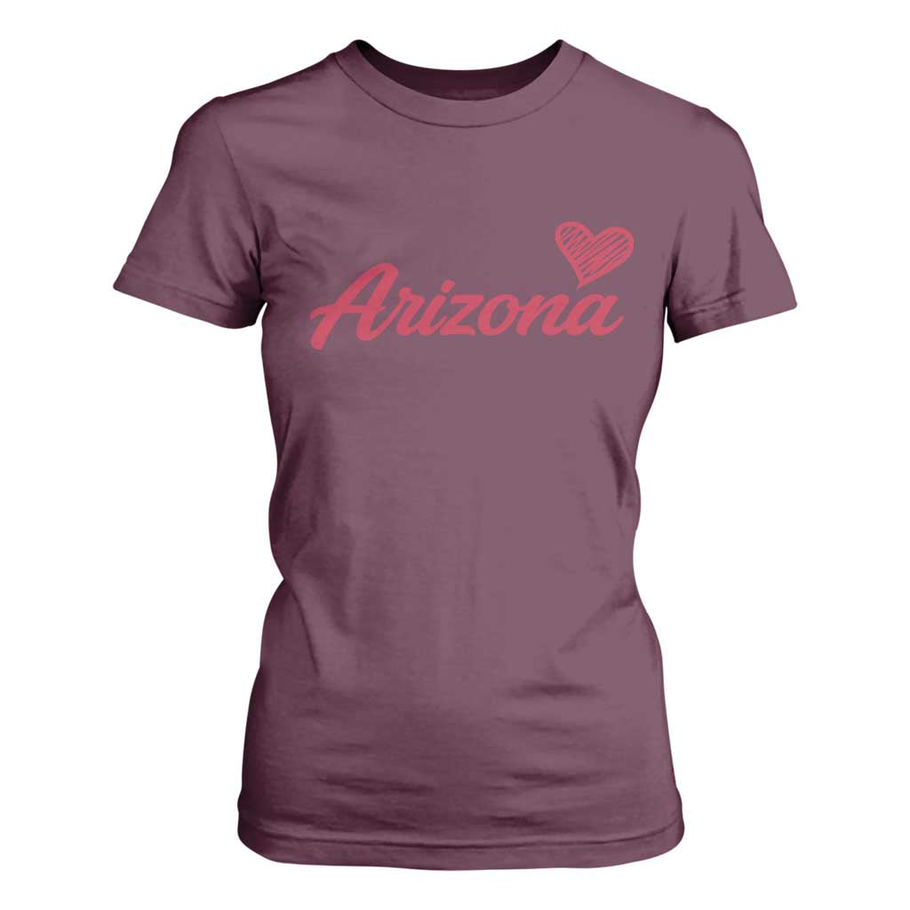 Arizona State Pride T Shirt For Women Clean Word Art Minimalist Graphic TS12 Maroon Print Your Wear