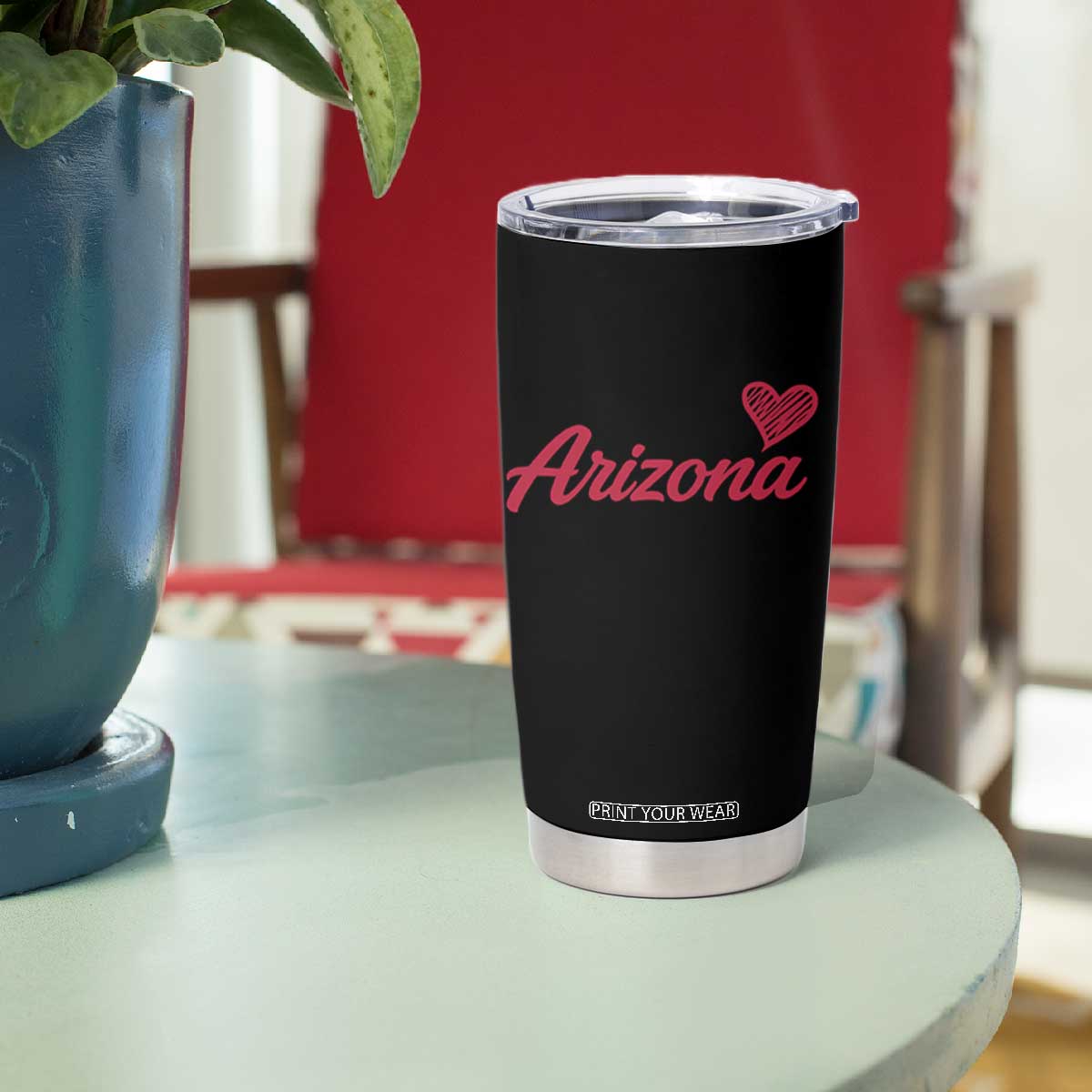 Arizona State Pride Tumbler Cup Clean Word Art Minimalist Graphic TS12 Print Your Wear