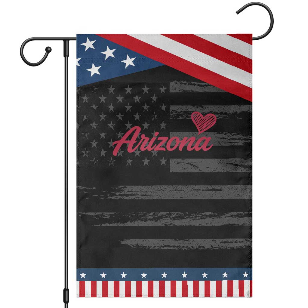 Arizona State Pride Garden Flag Clean Word Art Minimalist Graphic TS12 Distressed Black Blue Print Your Wear