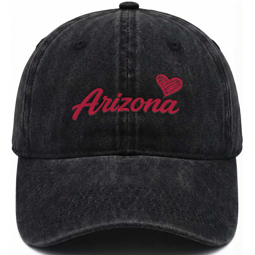 Arizona State Pride Washed Cotton Baseball Cap Clean Word Art Minimalist Graphic TS12 Print Your Wear