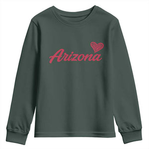 Arizona State Pride Youth Sweatshirt Clean Word Art Minimalist Graphic TS12 Dark Forest Green Print Your Wear