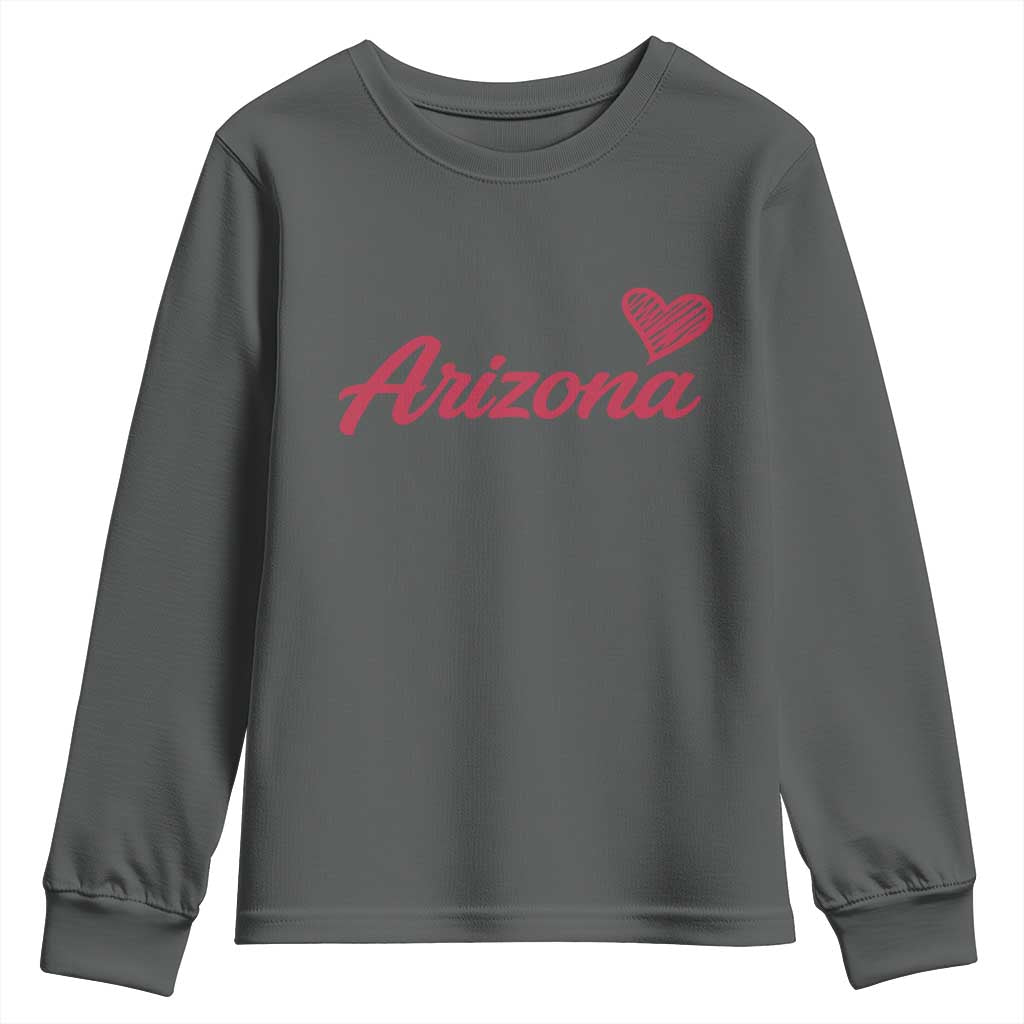 Arizona State Pride Youth Sweatshirt Clean Word Art Minimalist Graphic TS12 Dark Heather Print Your Wear