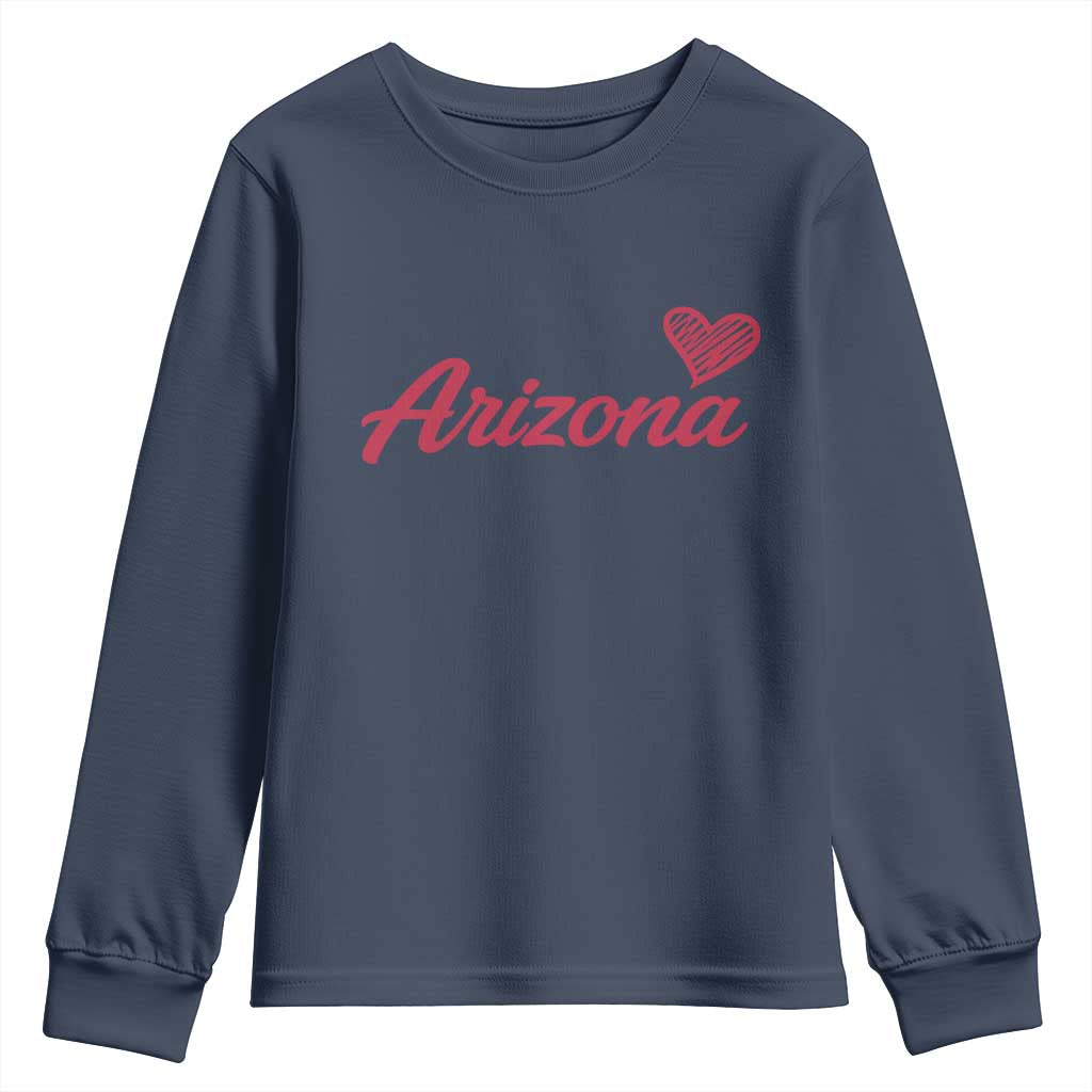 Arizona State Pride Youth Sweatshirt Clean Word Art Minimalist Graphic TS12 Navy Print Your Wear