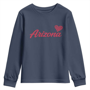 Arizona State Pride Youth Sweatshirt Clean Word Art Minimalist Graphic TS12 Navy Print Your Wear