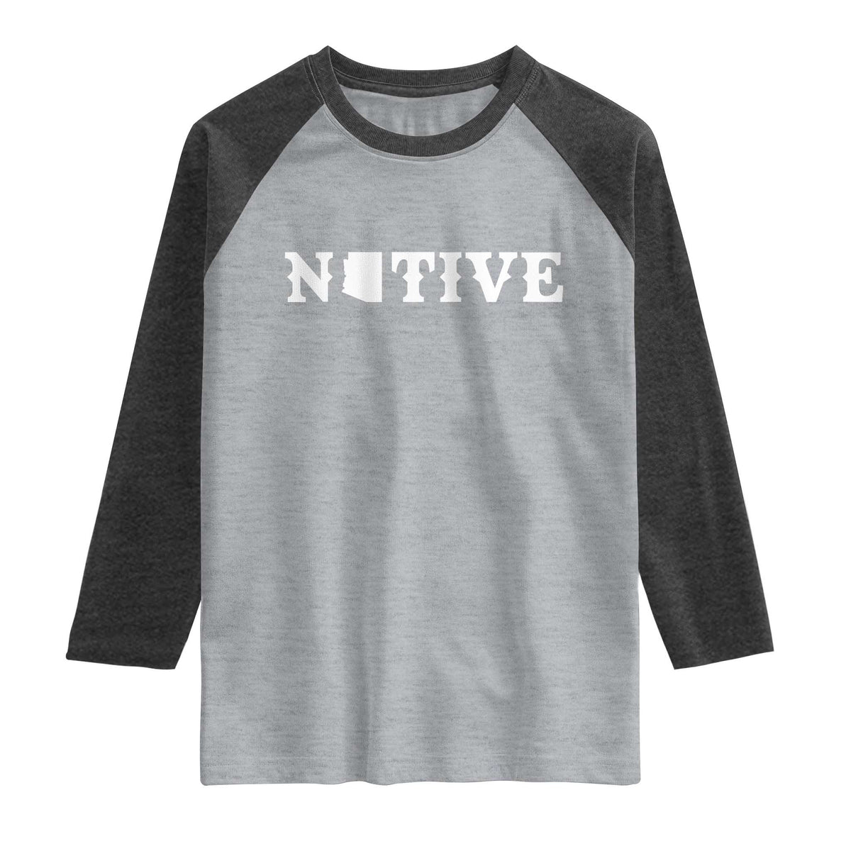 Local Arizona Native Raglan Shirt AZ State Map Pride Gift TS12 Heather Gray Heather Charcoal Print Your Wear