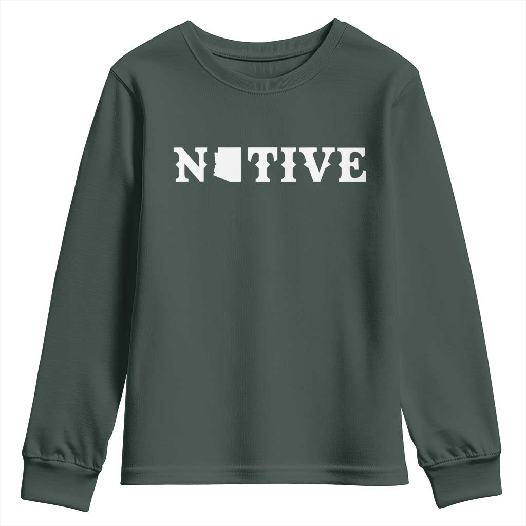 Local Arizona Native Youth Sweatshirt AZ State Map Pride Gift TS12 Dark Forest Green Print Your Wear