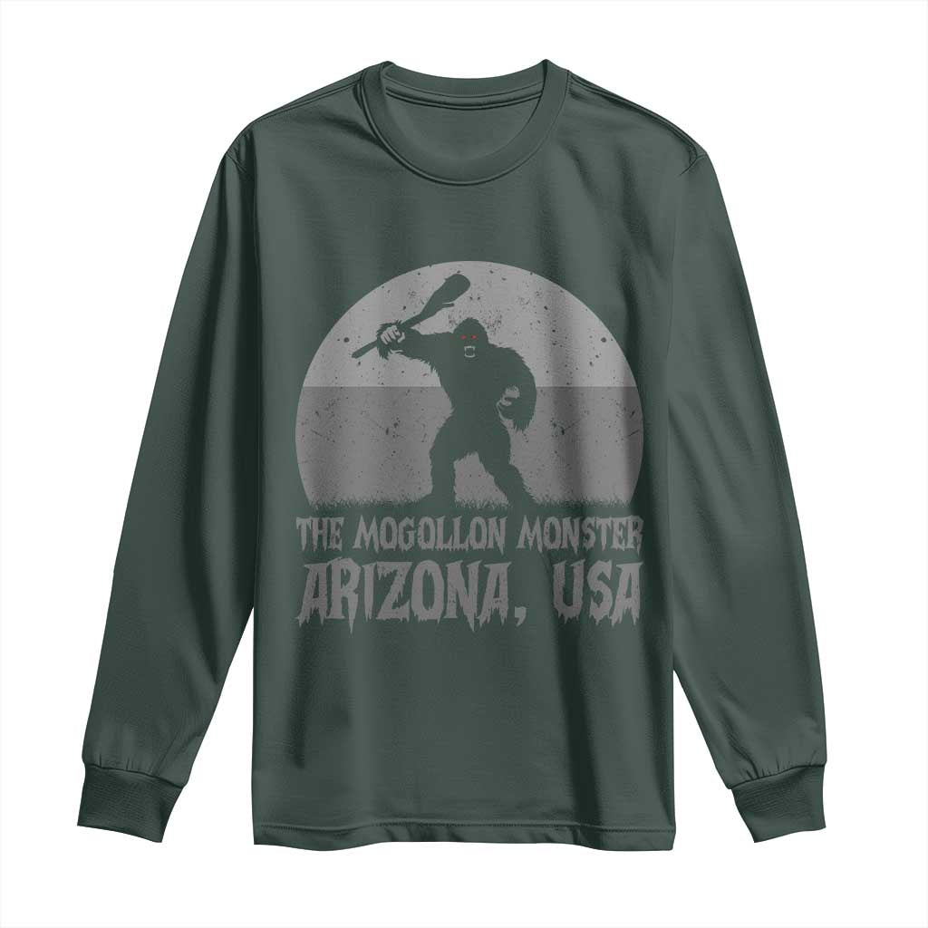 The Mogollon Monster Arizona Bigfoot Long Sleeve Shirt Vintage Cryptid Folklore TS12 Dark Forest Green Print Your Wear