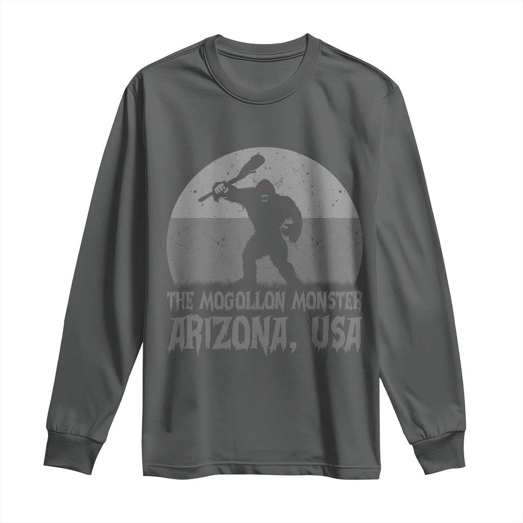 The Mogollon Monster Arizona Bigfoot Long Sleeve Shirt Vintage Cryptid Folklore TS12 Dark Heather Print Your Wear