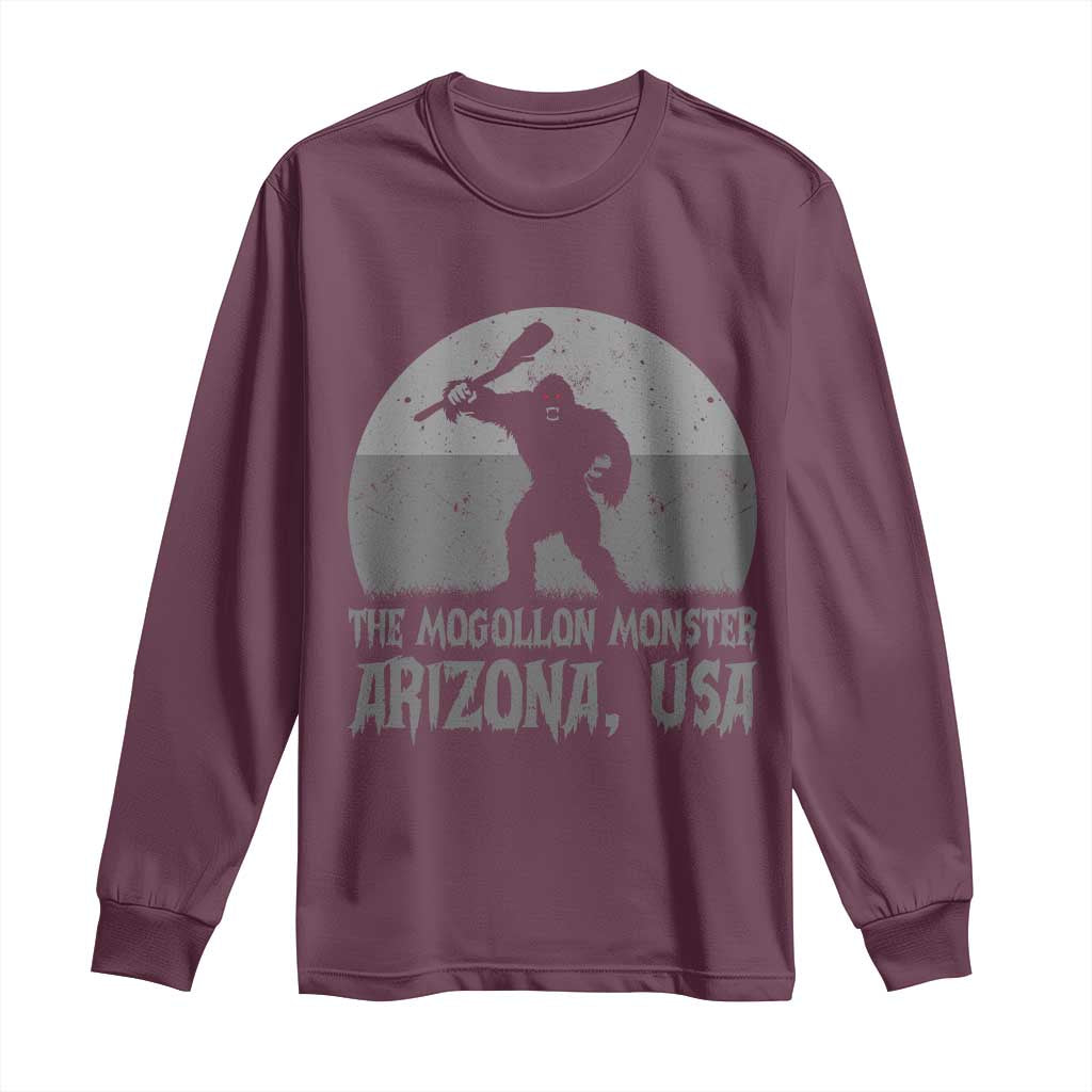 The Mogollon Monster Arizona Bigfoot Long Sleeve Shirt Vintage Cryptid Folklore TS12 Maroon Print Your Wear