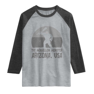 The Mogollon Monster Arizona Bigfoot Raglan Shirt Vintage Cryptid Folklore TS12 Heather Gray Heather Charcoal Print Your Wear