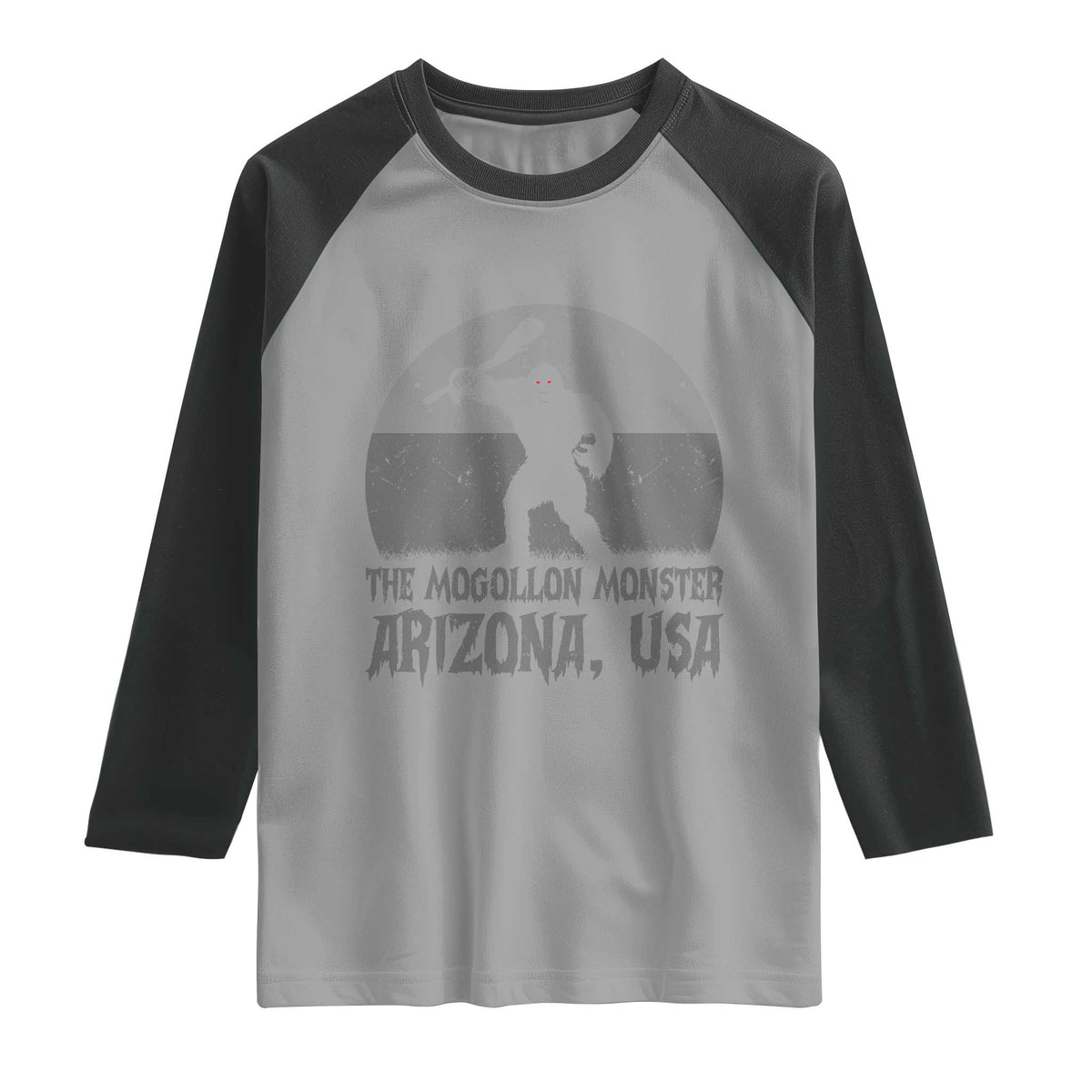 The Mogollon Monster Arizona Bigfoot Raglan Shirt Vintage Cryptid Folklore TS12 Sport Gray Black Print Your Wear